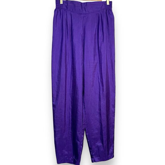 Joan Walters Windbreaker Pants Women's 14 Purple Casual Vintage USA Pockets Chic - Picture 2 of 15